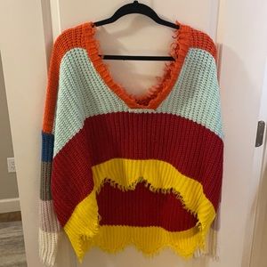 Cute cropped multi colored sweater